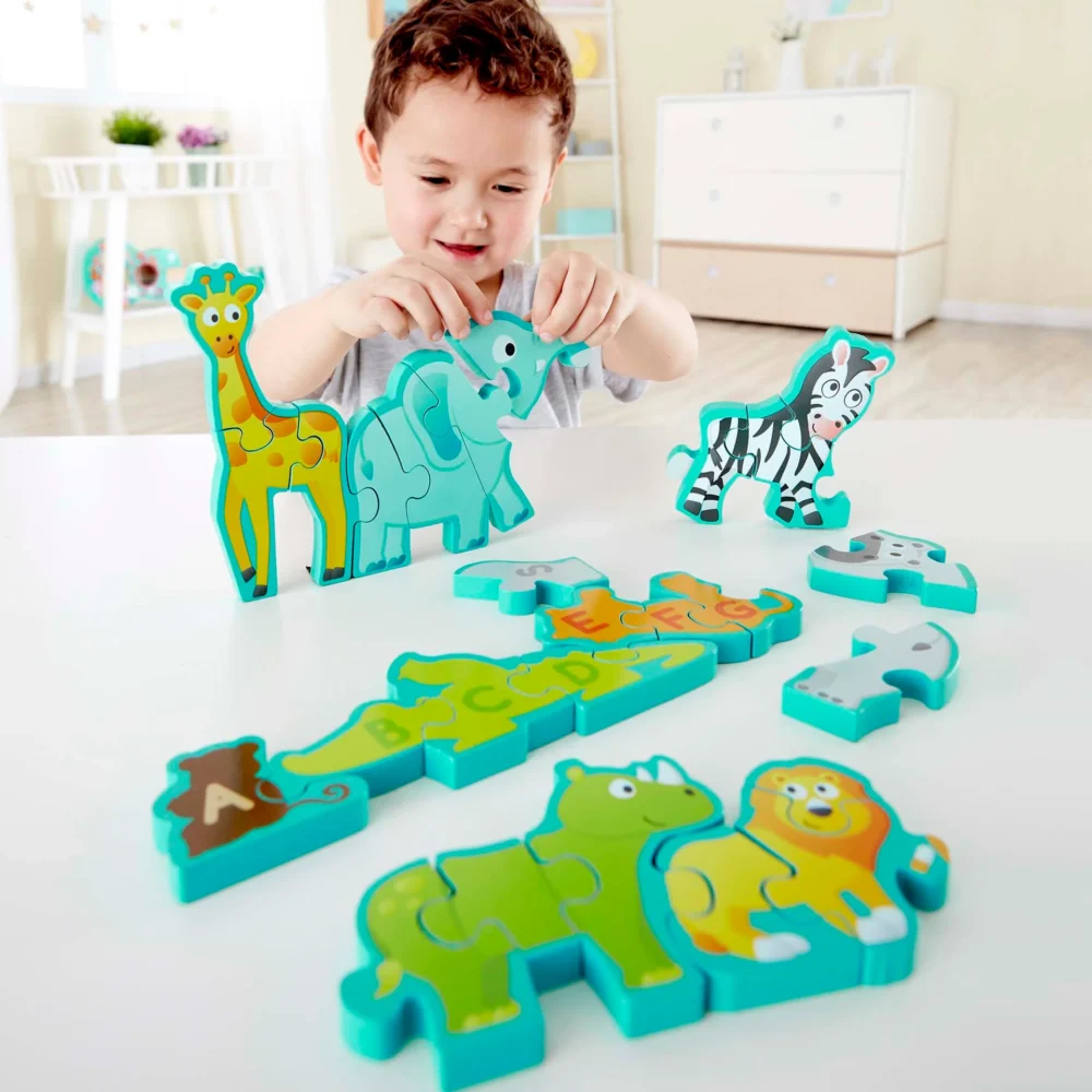 Puzzle-cu-alfabet-si-parada-de-animale-Hape Puzzle cu alfabet și paradă de animale
