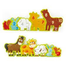 Puzzle-cu-numere-si-animale-de-ferma-Hape Puzzle cu numere și animale de fermă