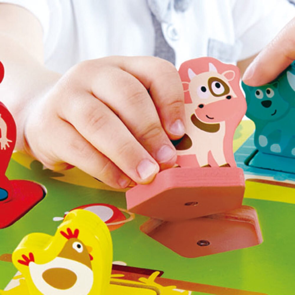 Puzzle-cu-sunete-de-la-ferma-Hape Puzzle cu sunete de la fermă