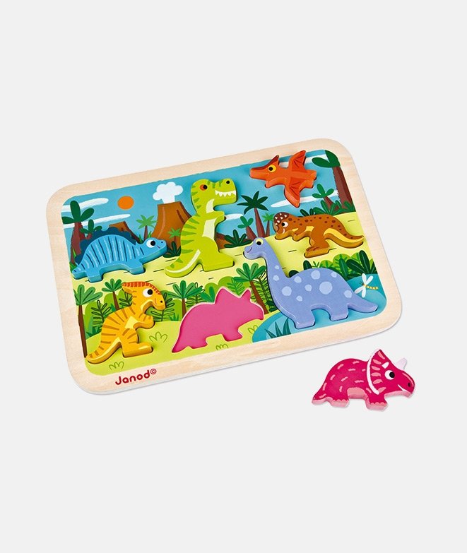 Puzzle-masiv-cu-dinozauri-Janod-1 Puzzle masiv cu dinozauri l Dino Chunky Puzzle