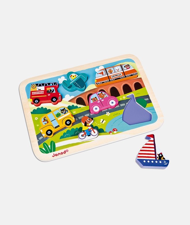 Puzzle-masiv-cu-vehicule-Janod-1 Puzzle masiv cu vehicule l Vehicles Chunky Puzzle