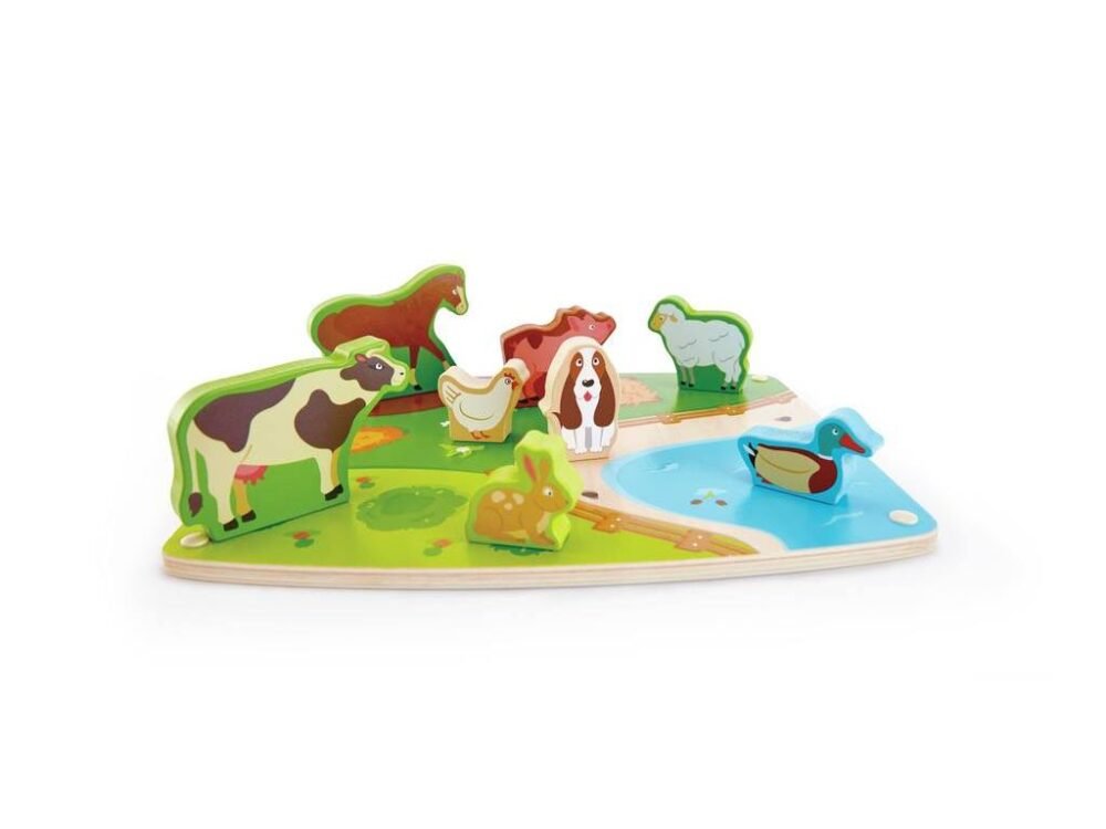 Puzzle-si-joaca-cu-animale-de-ferma-Hape Puzzle și joacă cu animale de fermă