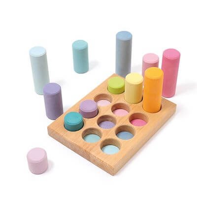 Role-mici-de-pastelat-Stacking-Game-Grimms-1 Joc de stivuire cu role mici pastelate l Stacking Game Small Pastel Rollers
